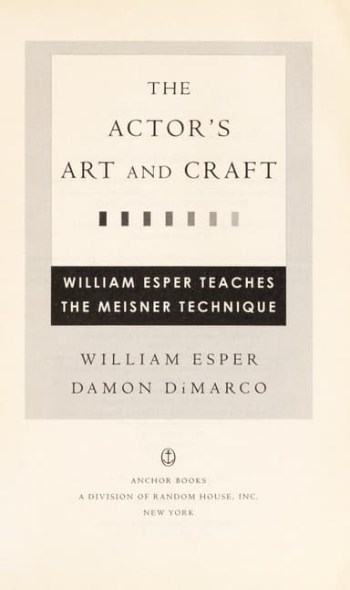 The actor's art and craft cover