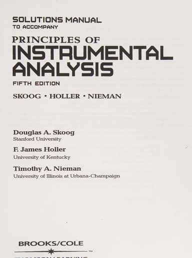 Solutions manual to accompany Principles of instrumental analysis, fifth edition cover