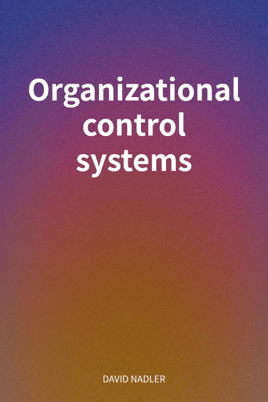 Organizational control systems cover