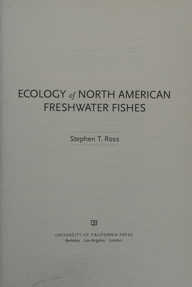 Ecology of North American Freshwater Fishes cover