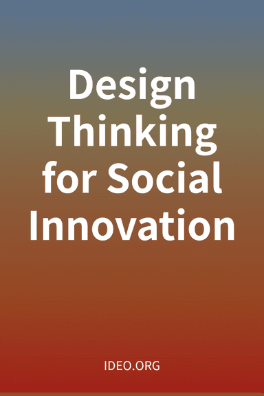 Design Thinking for Social Innovation cover