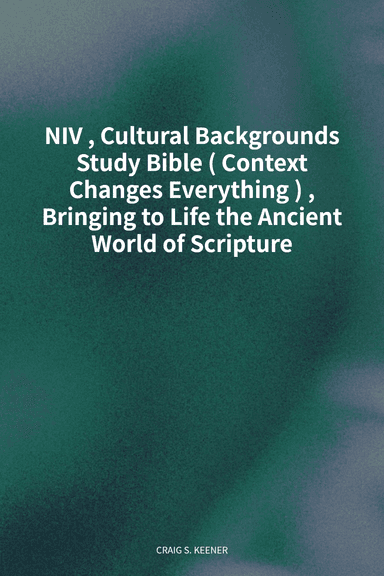 NIV, Cultural Backgrounds Study Bible (Context Changes Everything), Bringing to Life the Ancient World of Scripture cover
