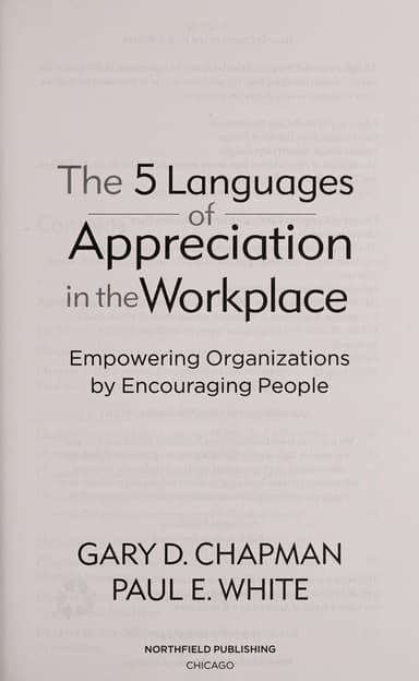 The 5 languages of appreciation in the workplace cover