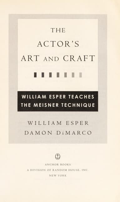 The actor's art and craft cover