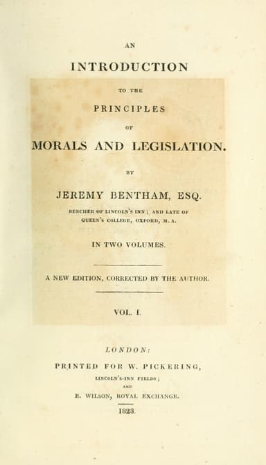 An introduction to the principles of morals and legislation cover