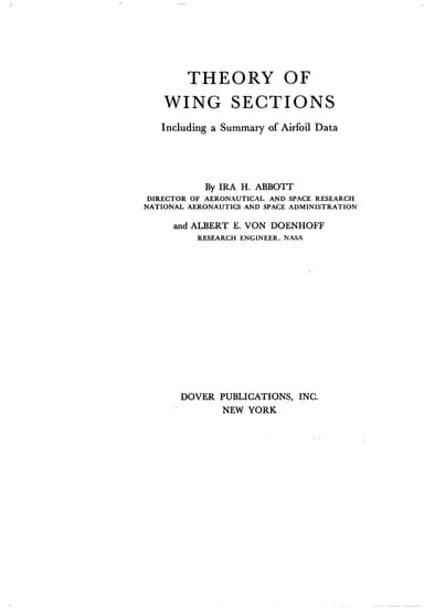 Theory of wing sections cover