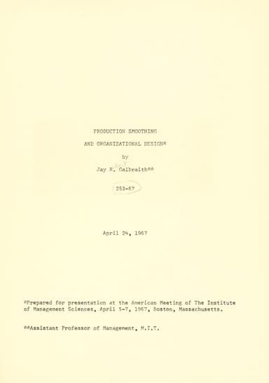 Production smoothing and organizational design cover