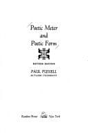 Poetic meter and poetic form cover