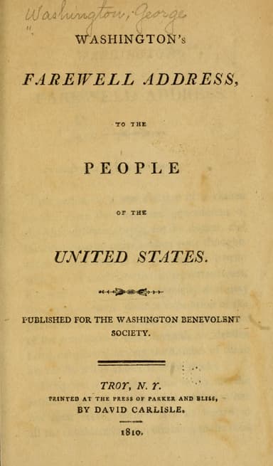 Farewell address cover