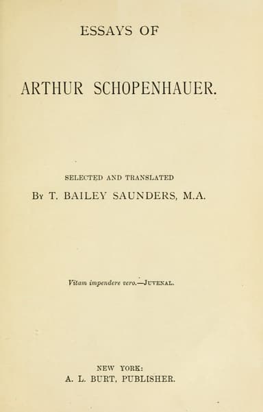 The Essays Of Arthur Schopenhauer cover