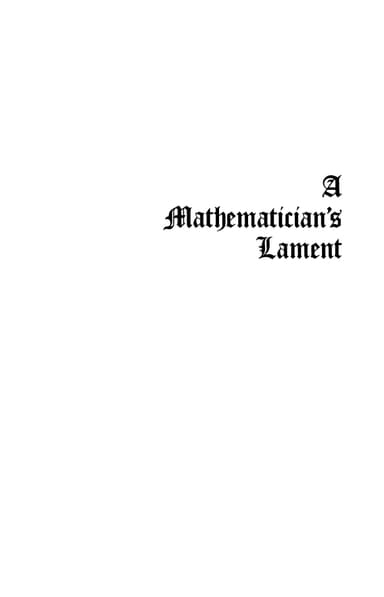 A Mathematician's Lament cover