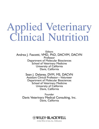 Applied veterinary clinical nutrition cover