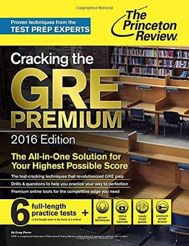 Cracking the GRE Premium Edition with 6 Practice Tests, 2016 (Graduate School Test Preparation) cover