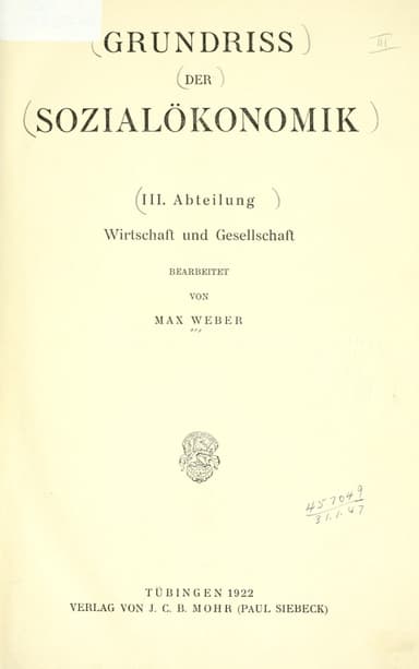 Wirtschaft und Gesellschaft cover