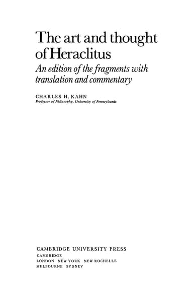 The art and thought of Heraclitus cover