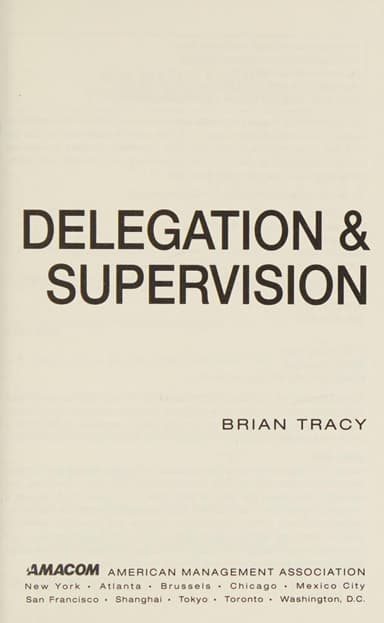 Delegation and Supervision cover