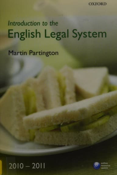 Introduction to the English legal system cover
