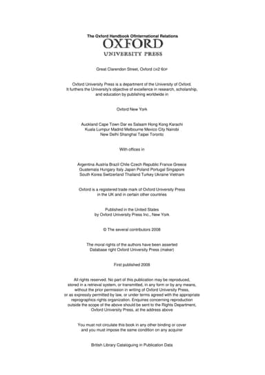 The Oxford handbook of international relations cover