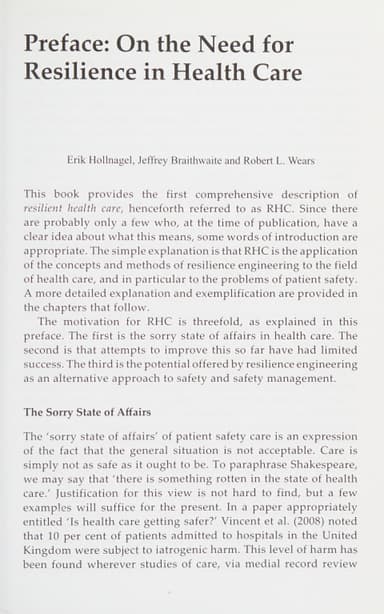 Resilient Health Care cover