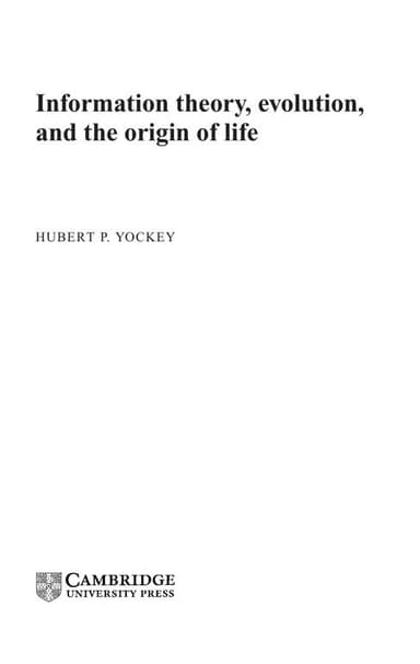 Information theory, evolution, and the origin of life cover