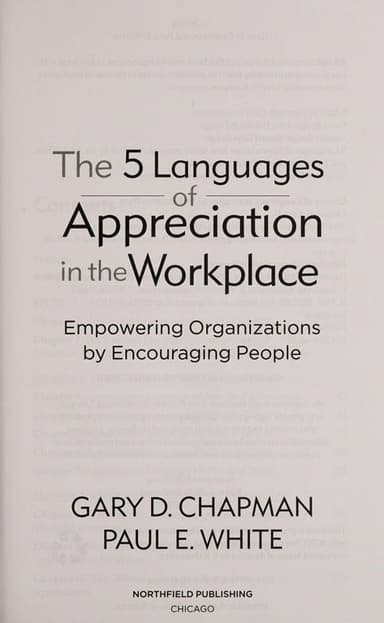 The 5 languages of appreciation in the workplace cover