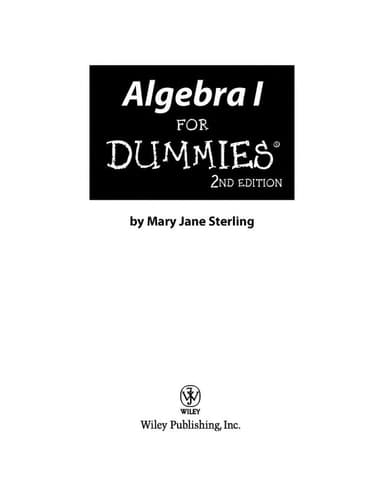Algebra I for dummies cover