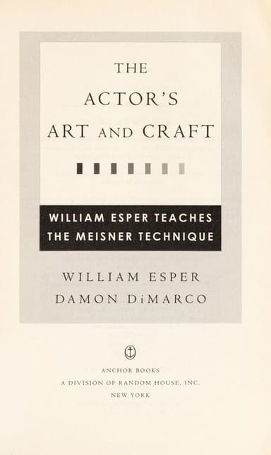 The actor's art and craft cover