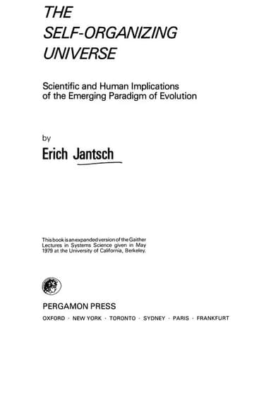 The self-organizing universe cover