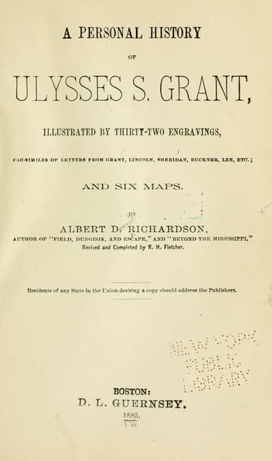 A personal history of Ulysses S. Grant cover