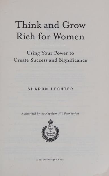 Think and grow rich for women cover