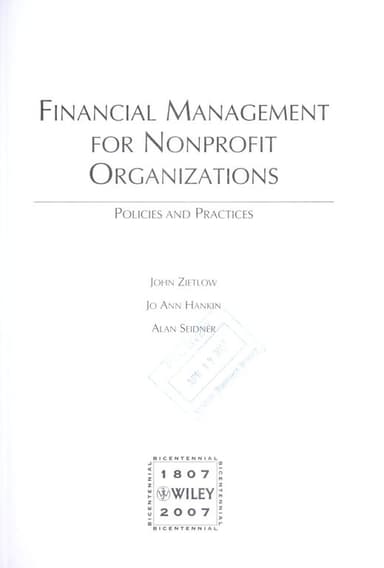 Financial management for nonprofit organizations cover