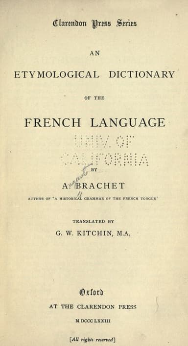 An etymological dictionary of the French language cover