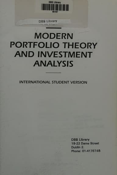 Modern Portfolio Theory and Investment Analysis, Eighth Edition International Student Version cover