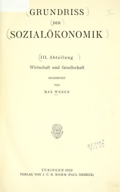 Wirtschaft und Gesellschaft cover