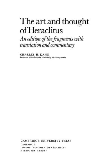 The art and thought of Heraclitus cover