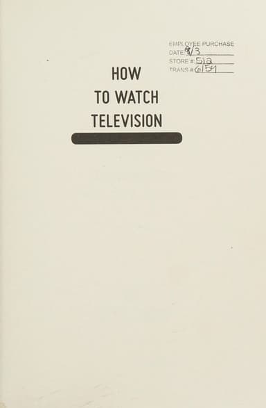How to Watch Television cover