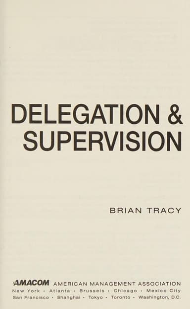 Delegation and Supervision cover