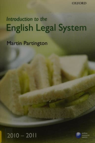 Introduction to the English legal system cover