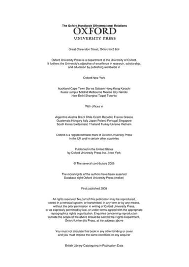 The Oxford handbook of international relations cover