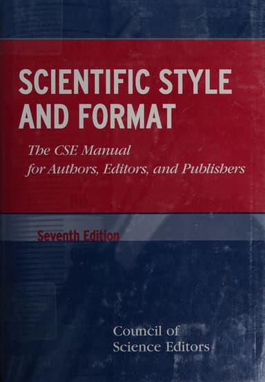 Scientific Style and Format (The CSE Manual for Authors, Editors, and Publishers cover