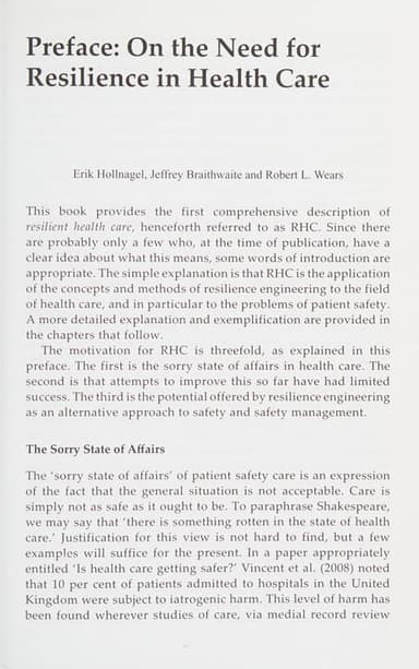 Resilient Health Care cover